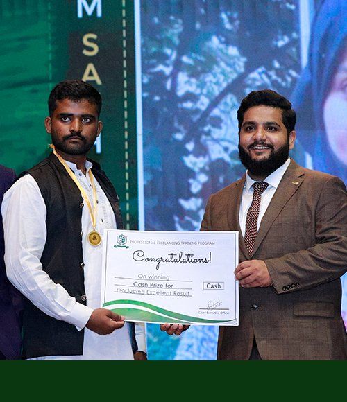 Talha receiving his award at a PFTP ceremony